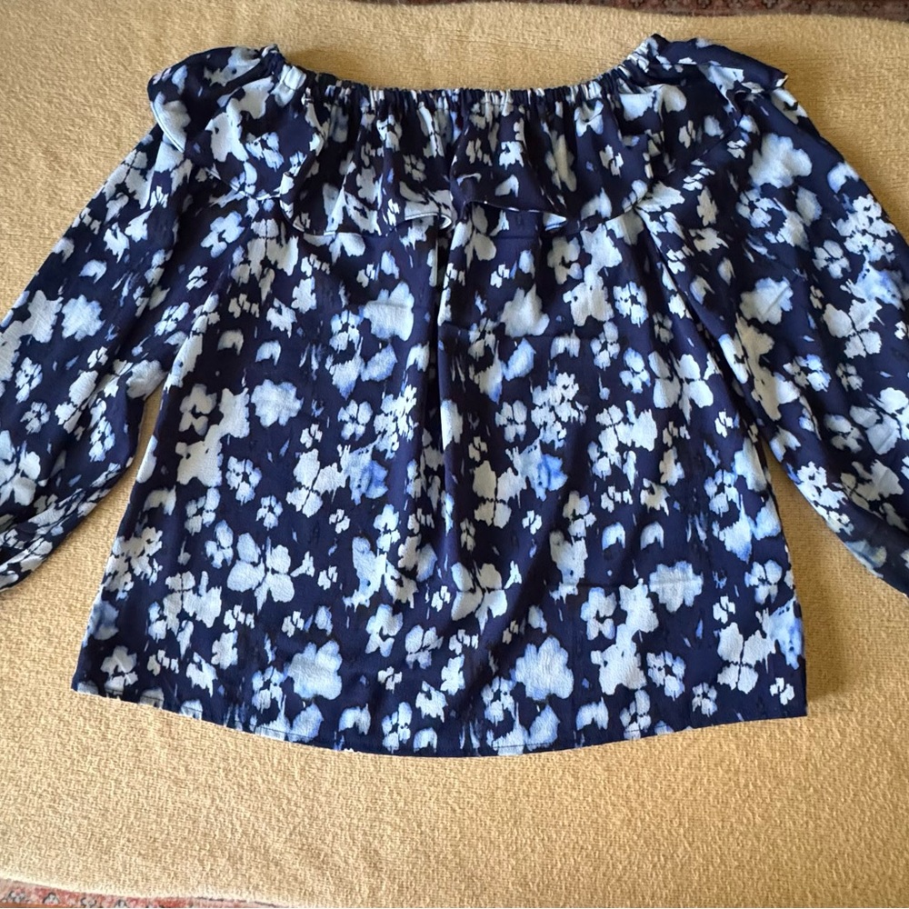 Michael Kors Navy and White Floral Blouse